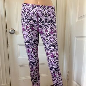 Prana Lightweight Purple Print Leggings Medium